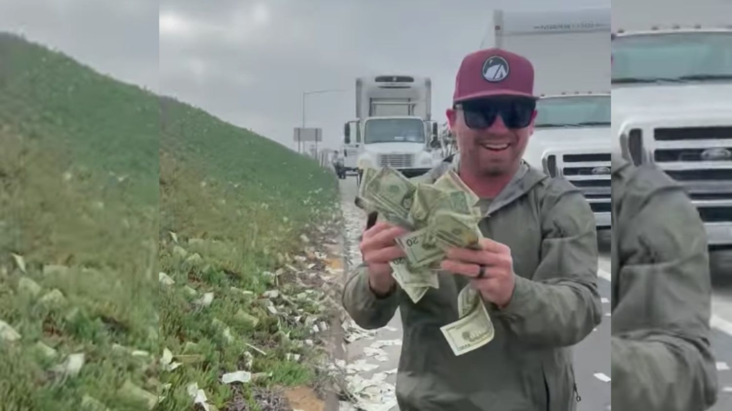 Un transporteur de fonds a laissé échapper des liasses de dollars sur une autoroute californienne